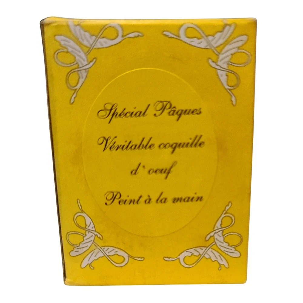 Hand‎ Painted Eggshell Easter Pansy Floral Collectible in Box French Ornament